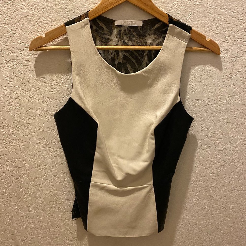 Jason Wu | Contrast Lambskin Leather Top